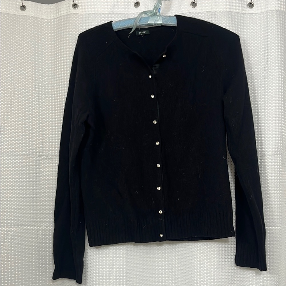 J. Crew Black Cardigan Sweater with Crew Neck